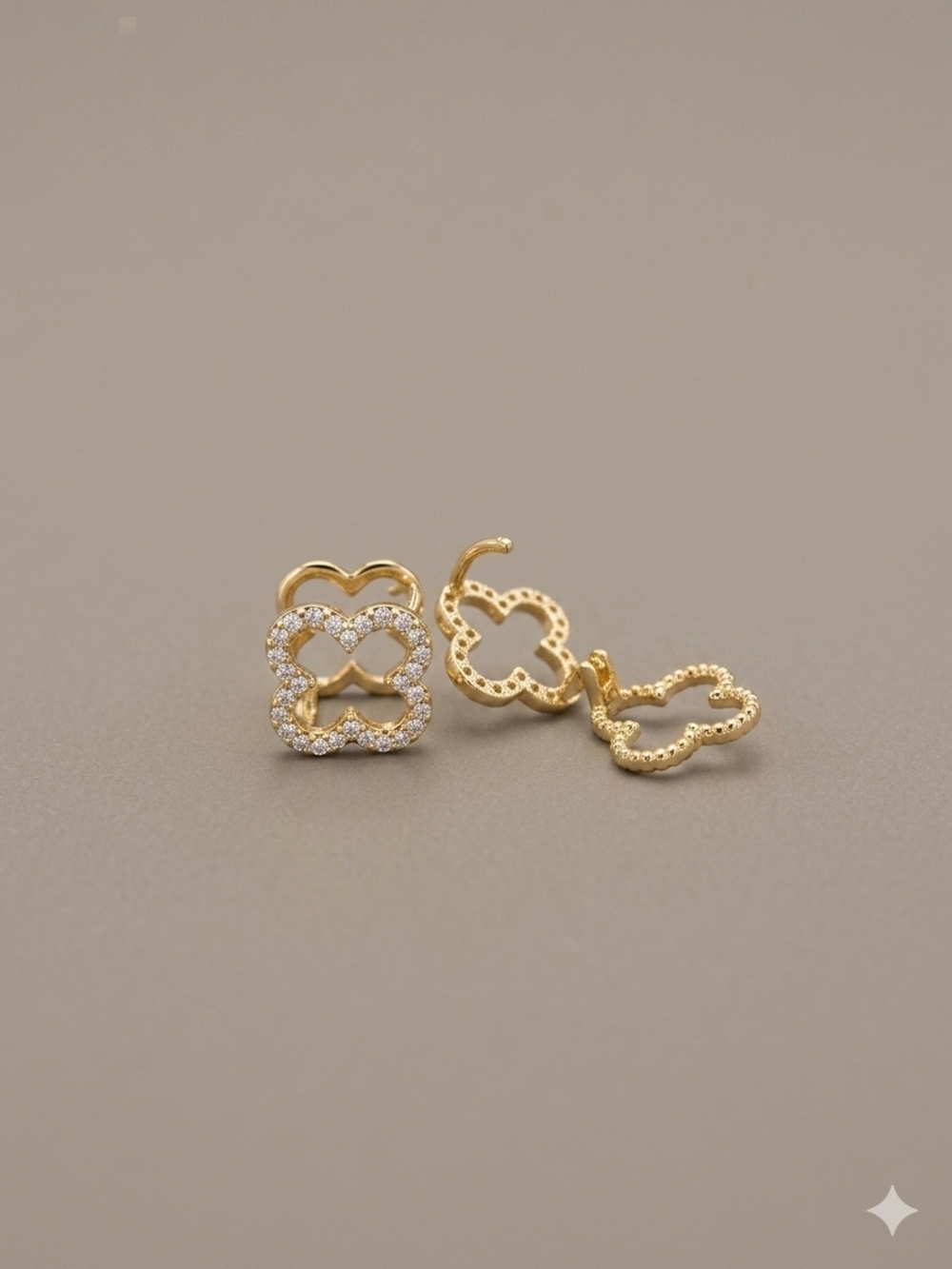 Gold Clover Drop Earrings with Pavé Crystals - Women Jewelry